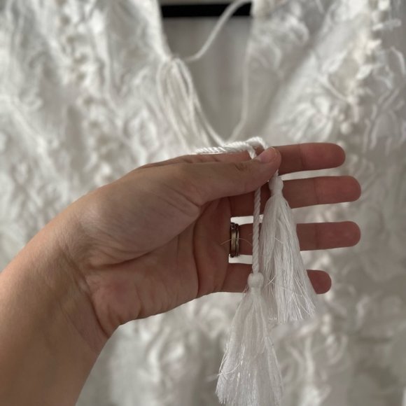 Moon River Bohemian White Lace Long Sleeve Dress Women’s Size XS - Picture 3 of 10